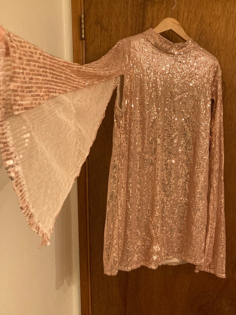 Maternity Rose Gold sequins Disco mini dress sz L/xL